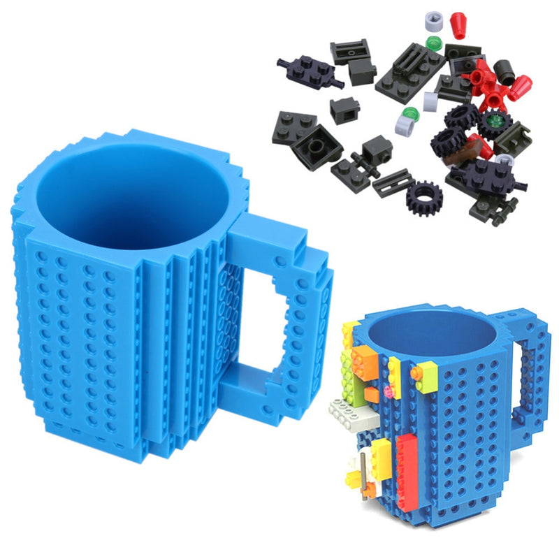 Nova Caneca tipo Lego com bloquinhos de encaixe + Peças para montar