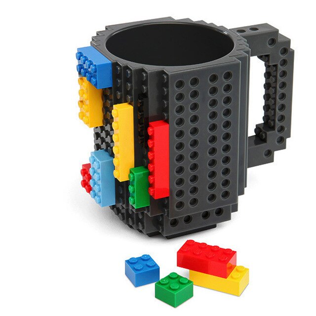 Nova Caneca tipo Lego com bloquinhos de encaixe + Peças para montar