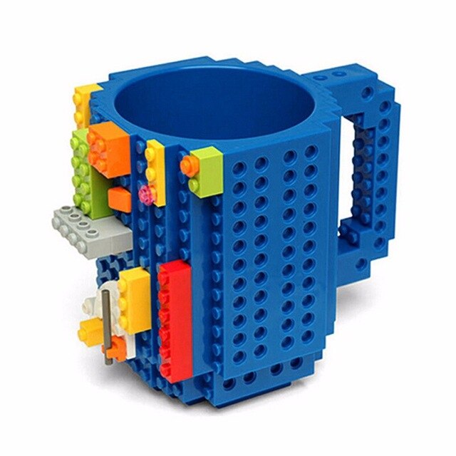 Nova Caneca tipo Lego com bloquinhos de encaixe + Peças para montar