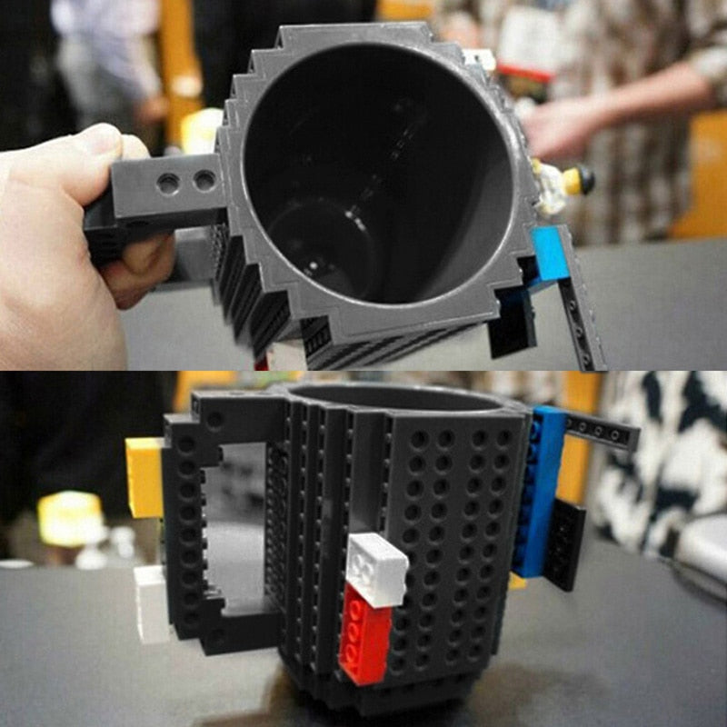 Nova Caneca tipo Lego com bloquinhos de encaixe + Peças para montar