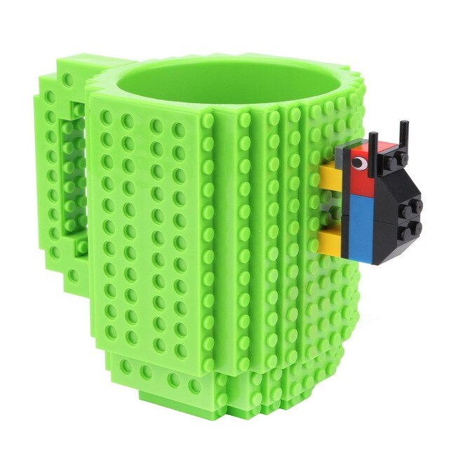 Nova Caneca tipo Lego com bloquinhos de encaixe + Peças para montar