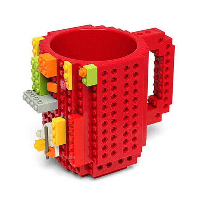 Nova Caneca tipo Lego com bloquinhos de encaixe + Peças para montar